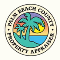 Logo of Palm Beach County Property Appraiser with palm trees and sunset.